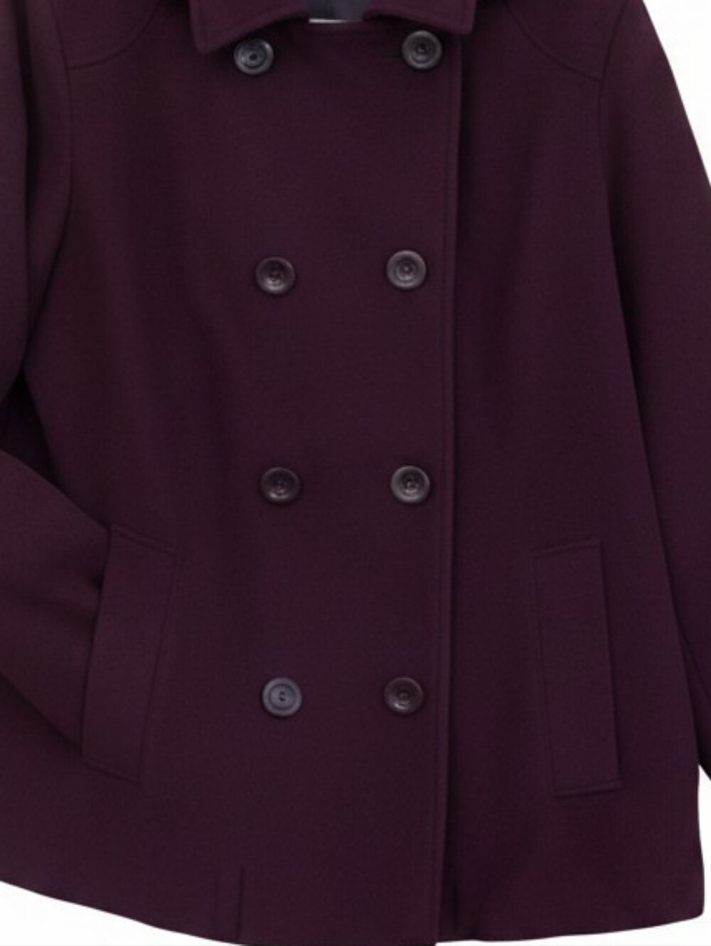 Faded Glory Womens Plus Size Hooded Double-Breasted Coat in Plum Size 3X - Picture 3 of 4